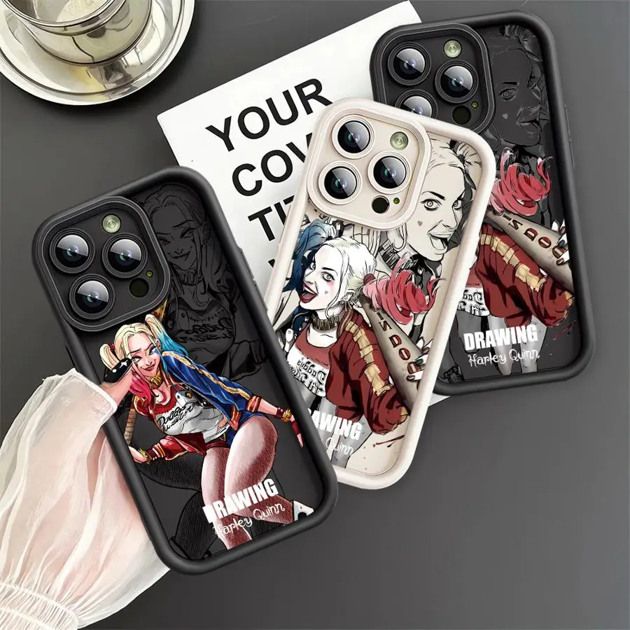 Чехол для телефона H-Harleys Q-Quinns Apple iPhone 13 15 16 Pro Max 14 11 12 Plus с мягким корпусом из ТПУ