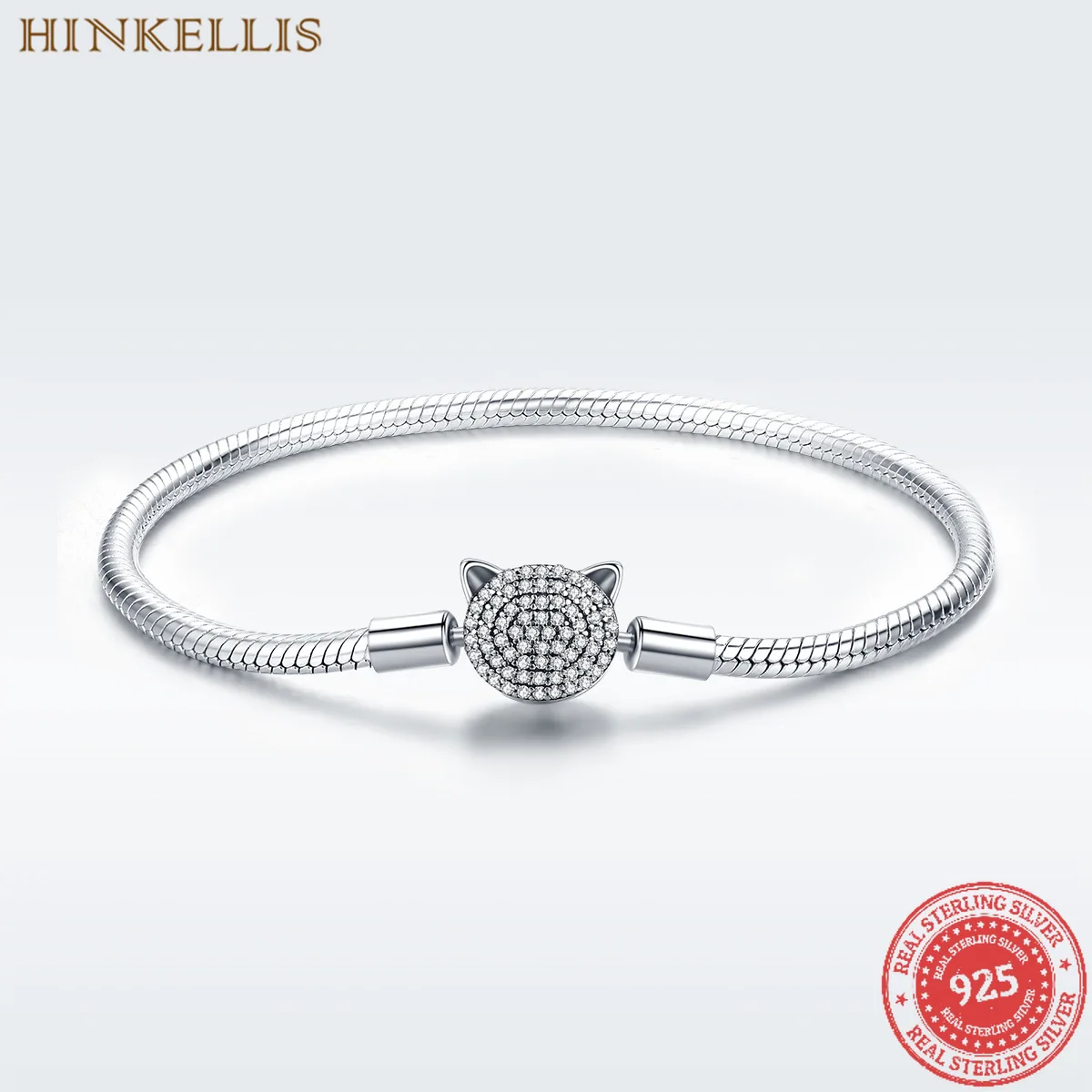 

Браслет с котом из серебра 925 пробы с покрытием из белого золота