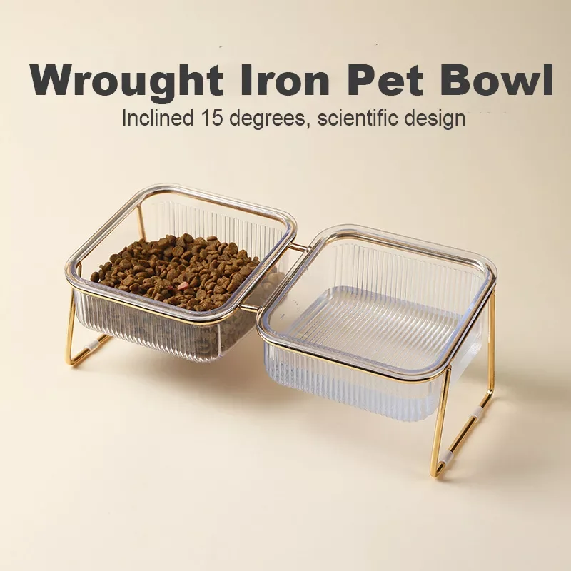 

2023 Non-Slip Dog Bowl With Stand for Cat Food Water Bowl Double Cat Bowl Dog Bowl Feeding Cat Feeder Protection Cervical Pet Su