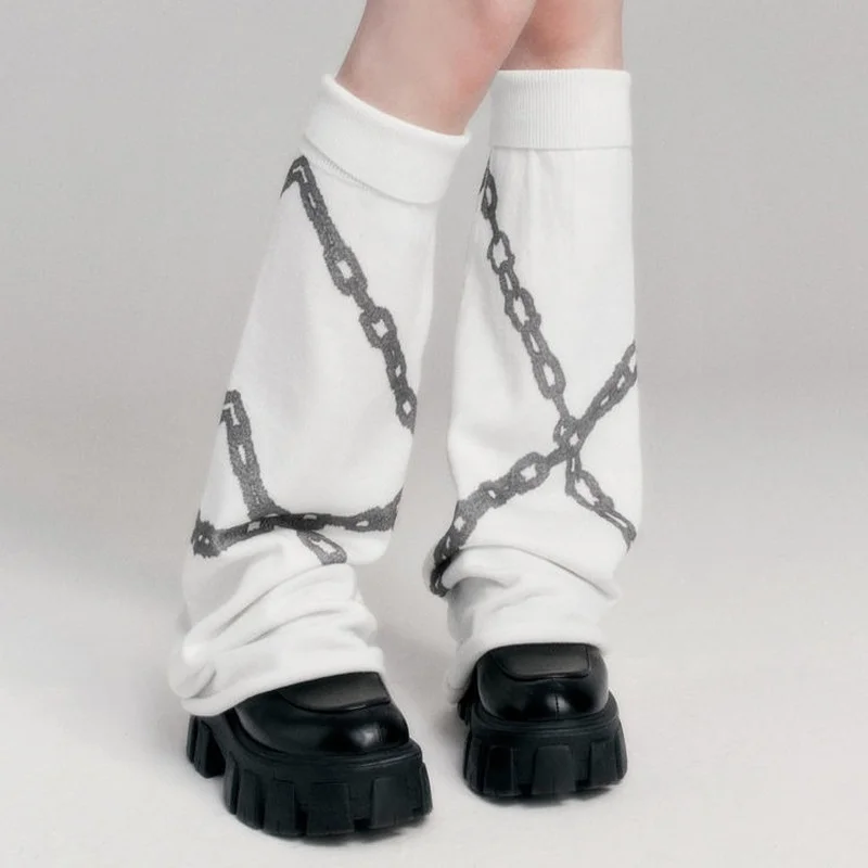 

Носки женские в стиле Харадзюку, белые свободные длинные с принтом Chian Gyaru, мягкие вязаные японские, на весну-осень