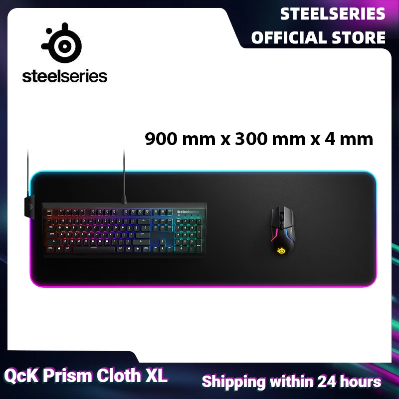 

SteelSeries QcK Prism Cloth XL RGB Gaming Mouse Pad Micro Weave Texture Surface Mousepad Customized 2-zone Dynamic Illumination