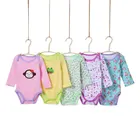 5 упаковок в случайном стиле боди для малышей с мультяшным принтом; Комбинезон для новорожденных; Хлопковый боди с длинными рукавами для маленьких девочек; Одежда для маленьких мальчиков
