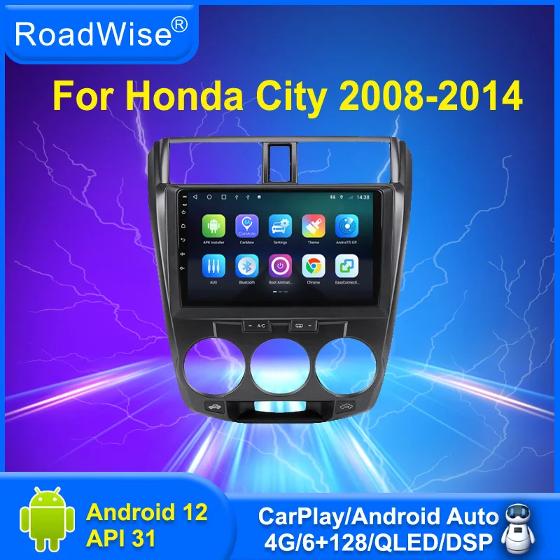 

Roadwise Android автомобильный радиоприемник, мультимедийный Carplay для HONDA City 2008 2009 2010 2012 2013 2014 4G Wifi Navi GPS DVD 2 Din Авторадио