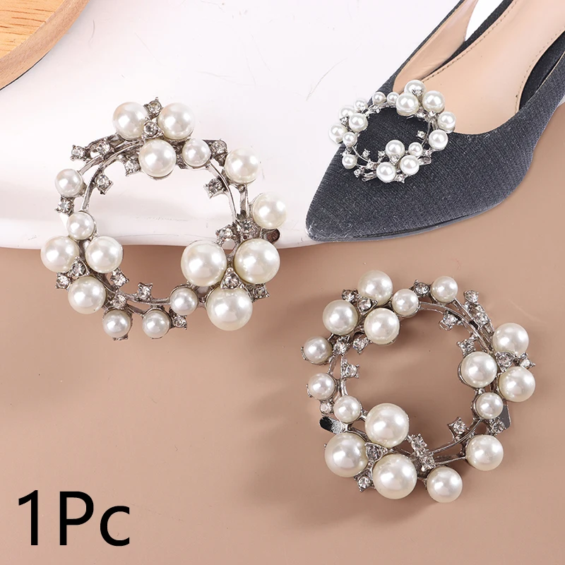 

1Pc Crystal Pearls Handmade Women Bridal Shoe Clips Wedding Alloy Bride Bridesmaid Shoe Buckle