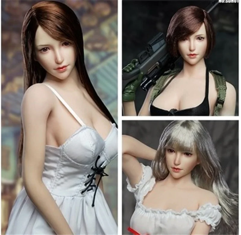 

SUPER DUCK 1/6 SDH017 A/B/C Female Soldier Beauty Loli Head Carving Sculpture Model Accessories Fit 12" Action Figures Body