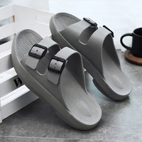 classic black sandals for men summer slip on slippers beach adjustable buckle strap design male casual outdoor flip flops 40 46