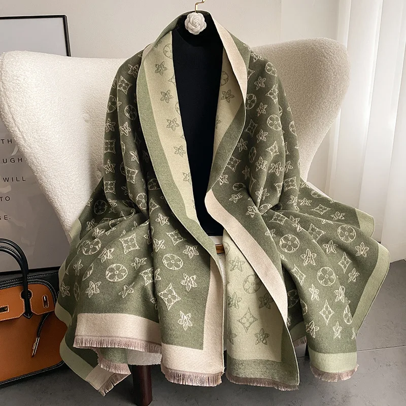 

2023 Pamwallymensa Women's Scarf Winter Luxury Brand Tippet Scarves for Ladies Plaid Shawls Warm British Style Thicken Man