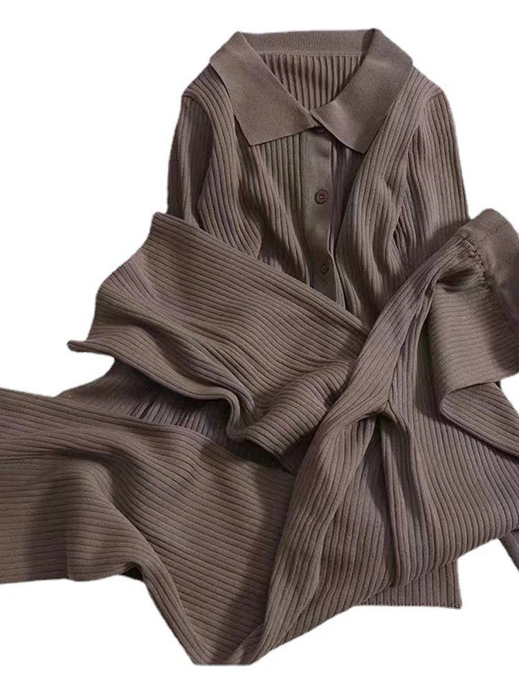 

African Clothes Women 2 Piece Set Stretchy Knitted Ribbed Africa Clothing Outfits Autumn Fashion Tops And Pants African Set Suit