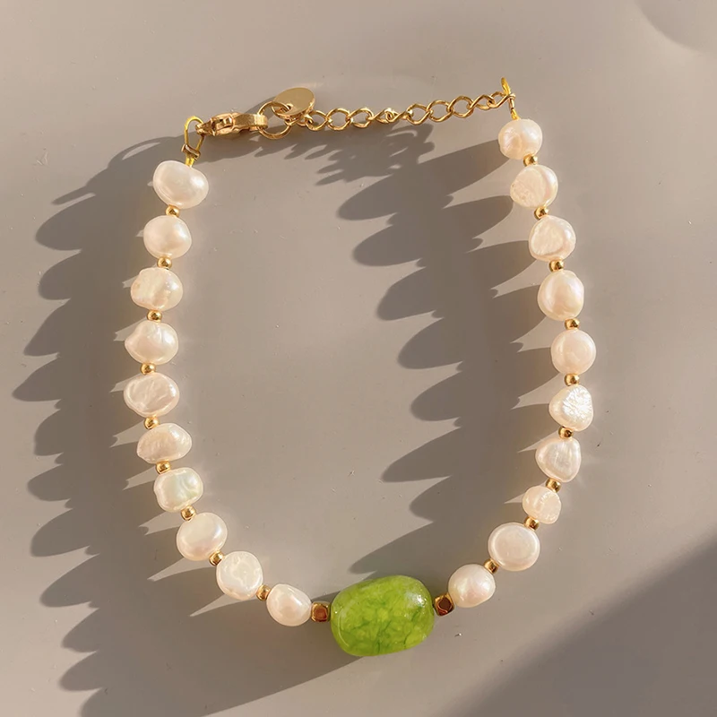 

Женский браслет с натуральным пресноводным жемчугом, браслет с натуральным пресноводным жемчугом 14 к золотого цвета, ювелирные изделия для...