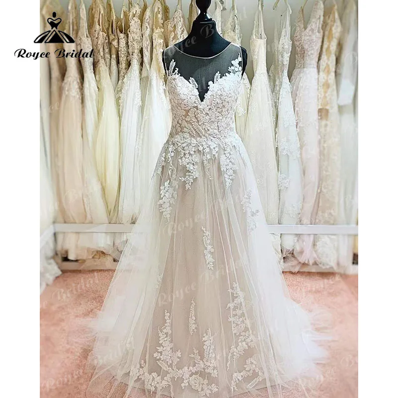 

Свадебное платье в стиле бохо, с открытой спиной и кружевной аппликацией, без рукавов, ТРАПЕЦИЕВИДНОЕ платье невесты, индивидуальный пошив, 2023