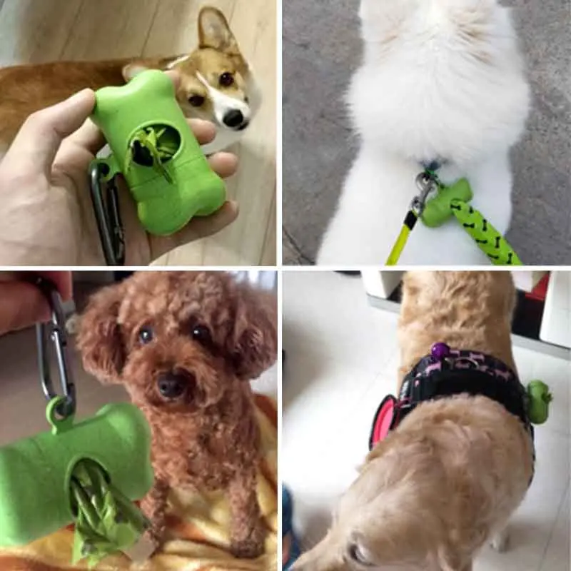 

Pet Dog Poop Bag Bone Shape Dispenser Waste Garbage Carrier Holder Dispensers Poop Bag Dogs Trash Cleaning Tool Dog Supplies