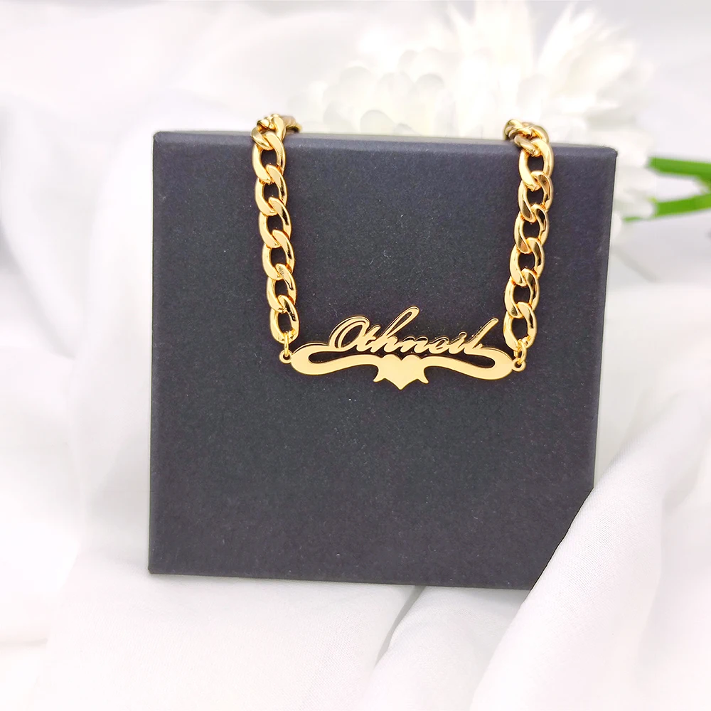 Индивидуальное ожерелье с именем на заказ кубинская цепочка золотого цвета 3 мм