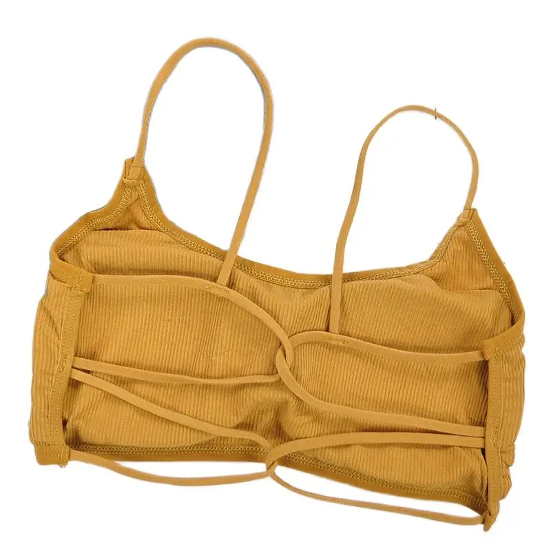 

Beauty Back Yoga Girl Padded Sports Removable Workout Wireless Fitness Elastic Thin Shoulder Strap Workout Bra