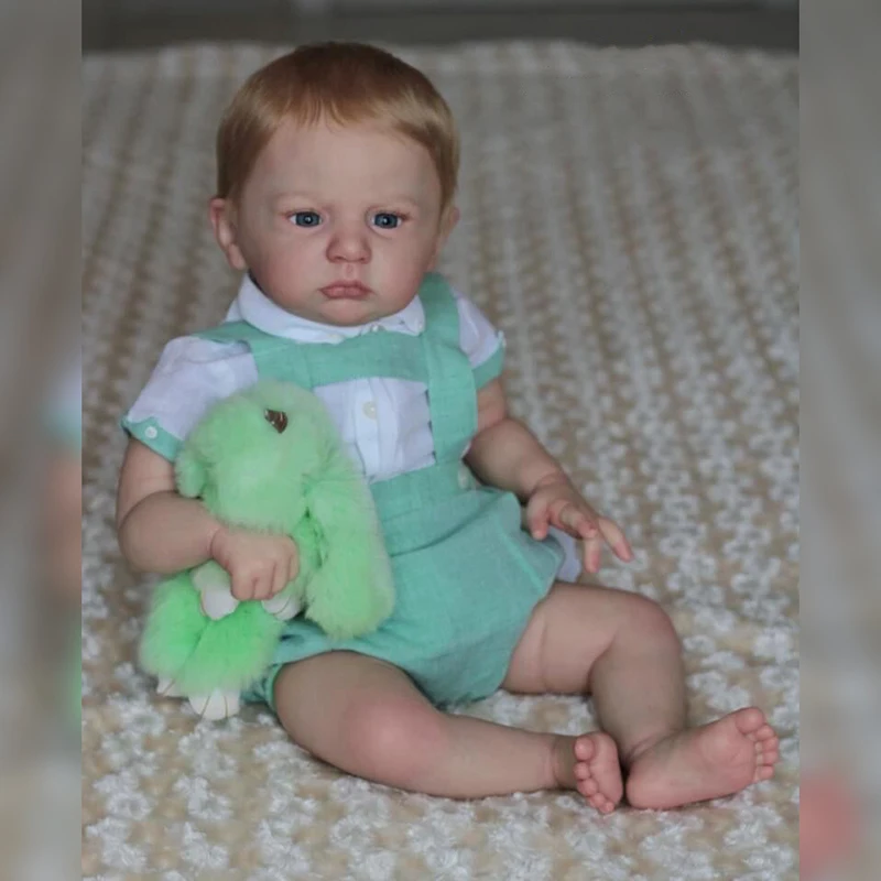 

NPK 24inch Reborn Baby Boy Doll Already Painted Finished Doll Cameron 3D Skin Visible Veins Cuddly Soft Body