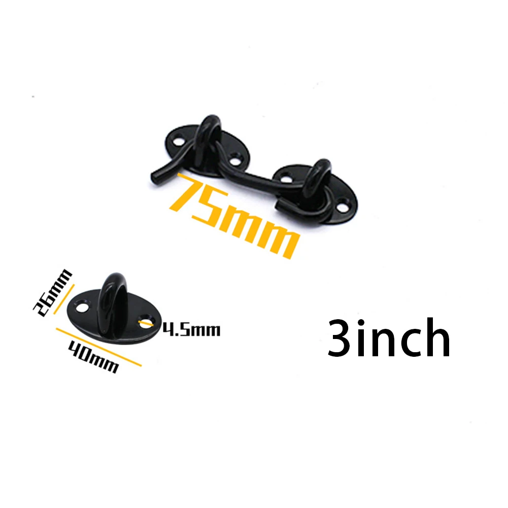 

1/5pcsBlack Stainless Steel Window Lock With Safety Switch Cabin Window Hook Door Eye Latch Silent Catch Holder With Screws