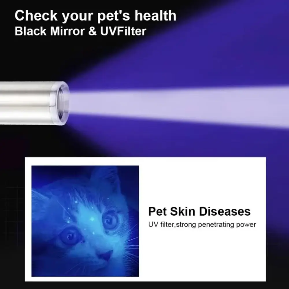 Фото 365 UV Veterinary Wood Lamp Waterproof Portable Pet Fungus Detection Rechargeable Black Light Cat Ringworm Detector №2