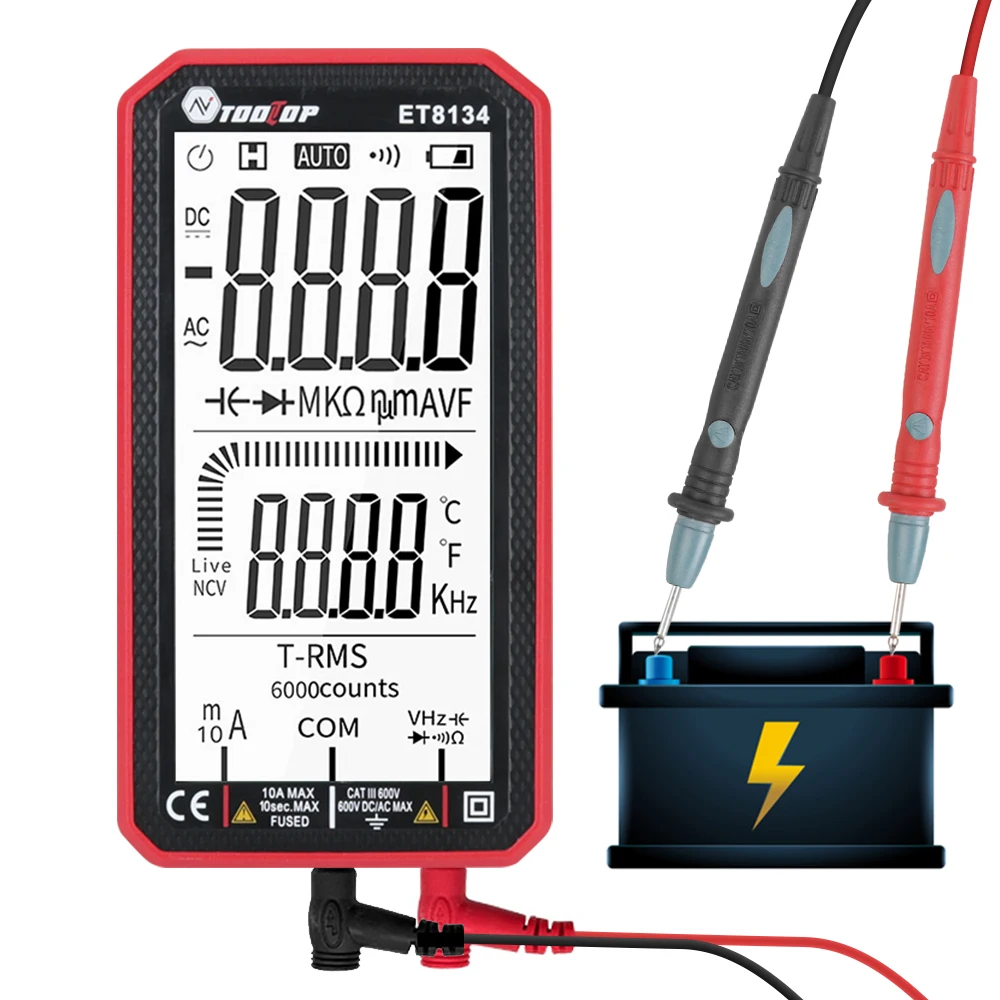 

LCD Display Multi-Tester 10A 600V Digital Smart Multimeter 6000 Counts True RMS 4.7 Inch