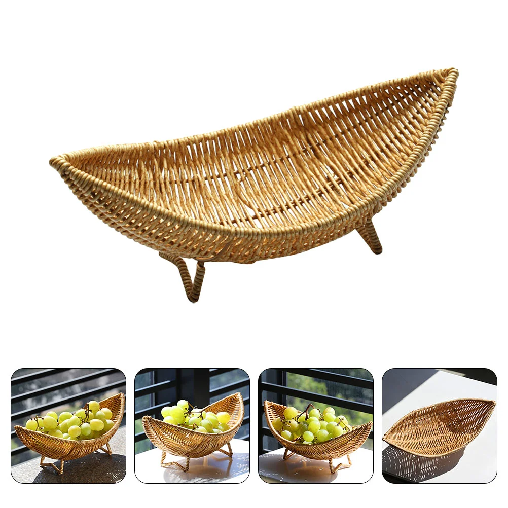 

Christmas Bread Basket Plastic Serving Trays Appetizer Serving Platter Wicker Fruit Basket Rattan Garnish Tray Wicker