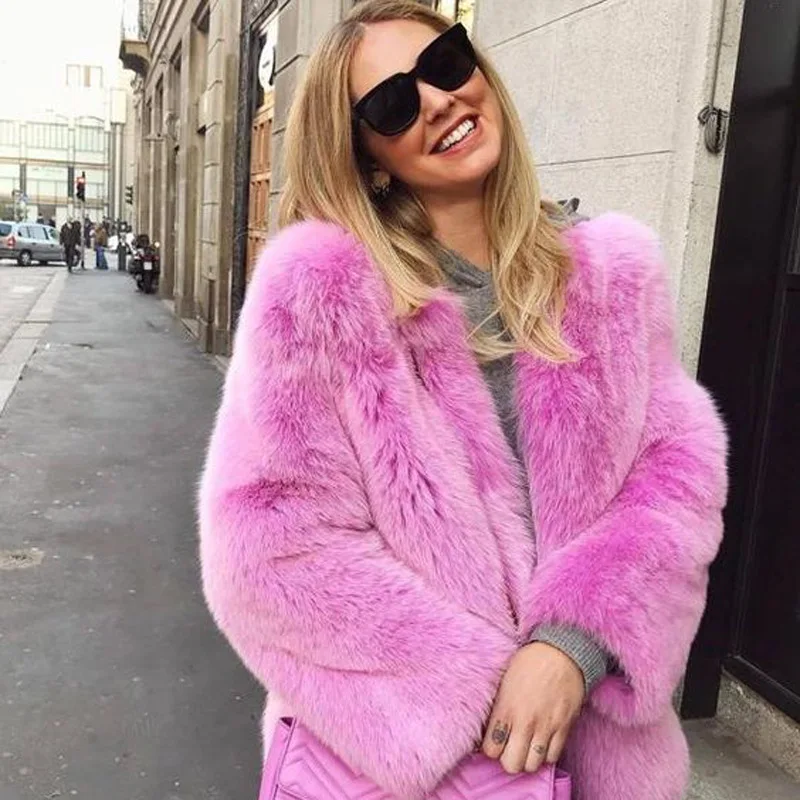 Fashion Winter Warm White Faux Fur Coat 