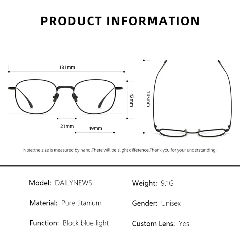 BLMUSA Photochromic Myopie Prescription Glasses Retro Oval Ultralight Pure Titanium Men Eyewear Anti Blue Light Reading