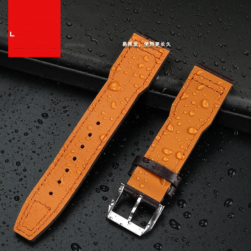 20mm 21mm Blue Brown Black Genuine Leather Watch Band For IWC Big Pilot Spitfire TOP GUN Cowhide Watch Strap Wristband Accessory