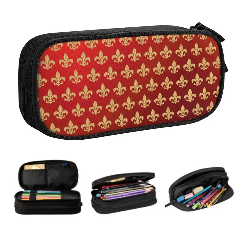 Case Boys Gilrs Large Capacity Lily Floral Pencil Pouch Students Stationery