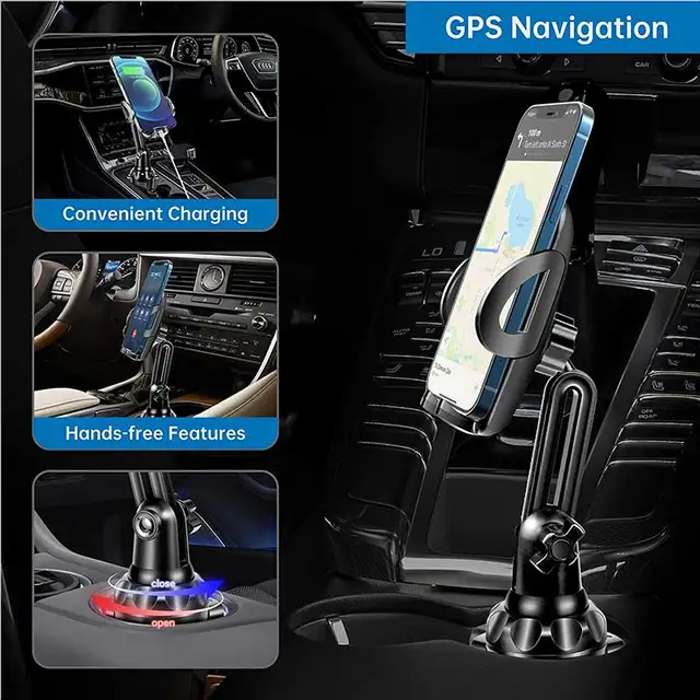 Universal Car Qi 15W Wireless Charger Cup Mobile Phone Holder Mount Automatic Infrared Smart Sensor Clamping Mount Universal Car 6