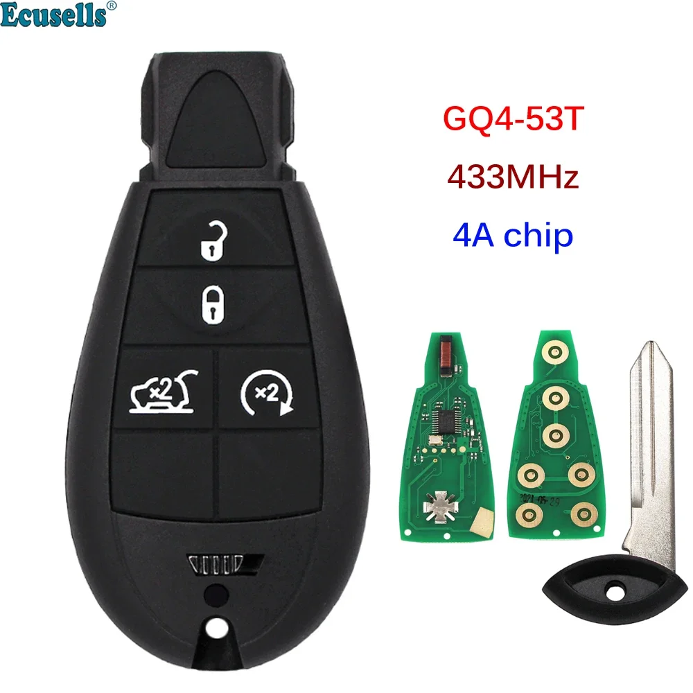 

4-кнопочный пульт дистанционного управления брелок для ключей «кубик», 433 МГц, чип PCF7961M 4A для Jeep Cherokee Sport KL 2014 2015 2016 2017 2018 2019 FCC: Φ