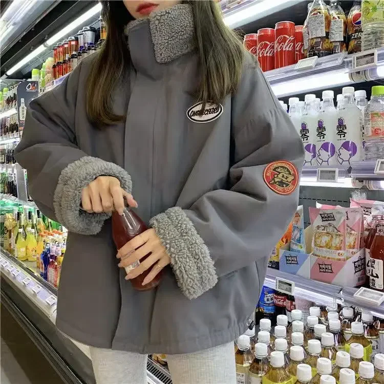 Осень/зима свободное хлопковое пальто средней длины из искусственной овечьей