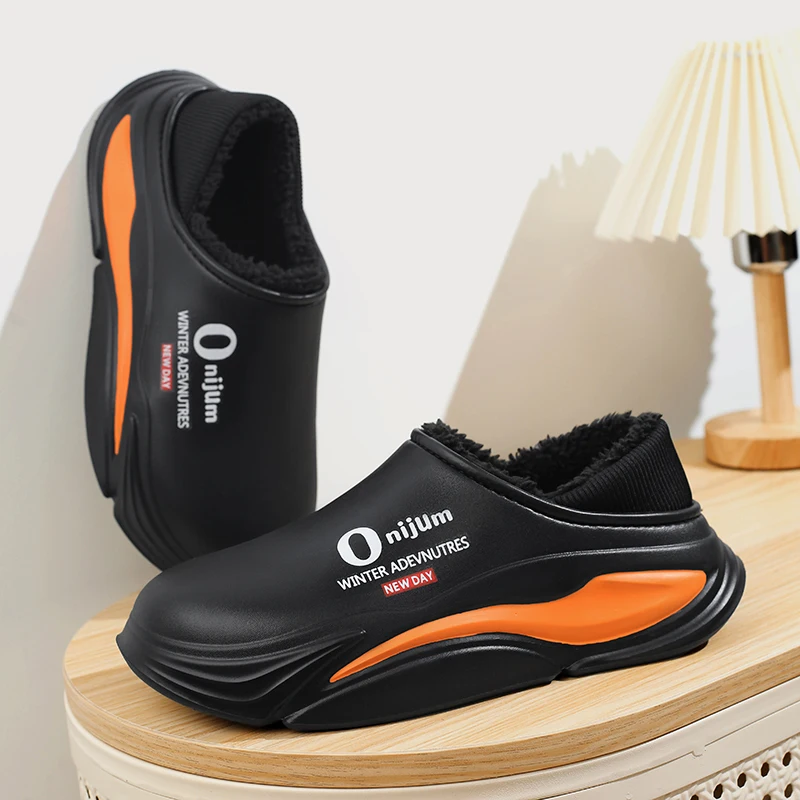 New Winter Men Warm Slippers Cotton Outdoor Indoor Shoes Waterproof Mens Women Home Bedroom Plush