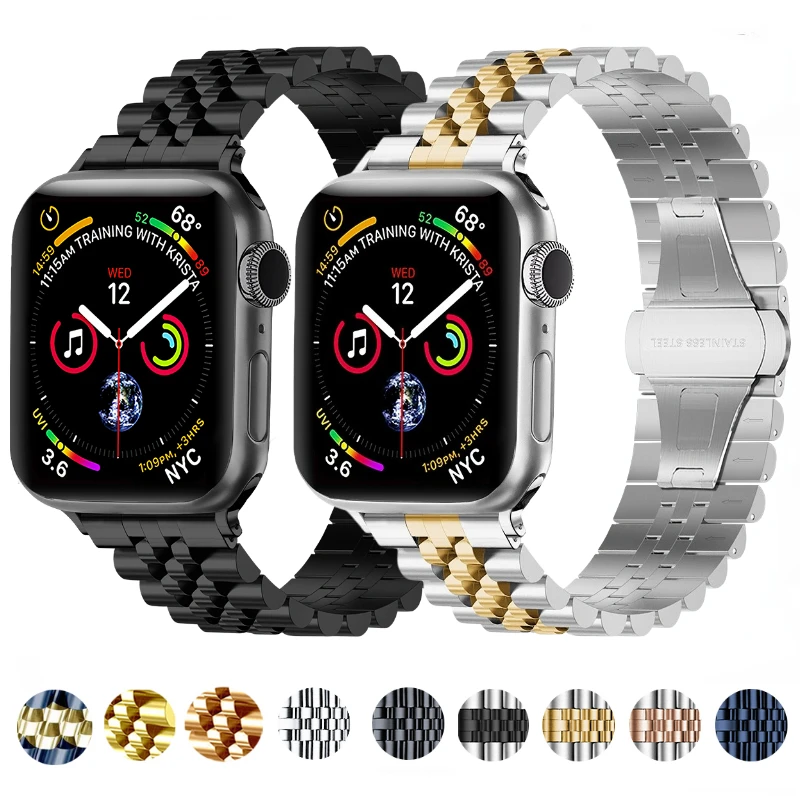 

Ремешок металлический для Apple Watch Band Ultra 49 мм 8 7 45 мм 41 мм 44 мм 42 мм 40 мм 38 мм, мужской/женский браслет для iWatch 6 5 4 SE Correa
