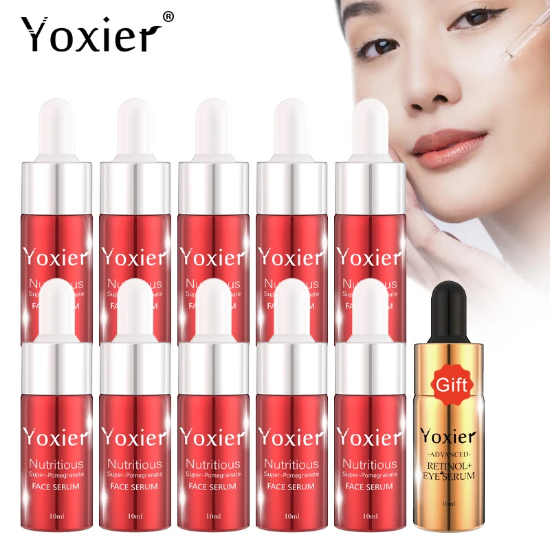 

Yoxier 10Pcs Red Pomegranate Face Serum Deep Moisturizing Hydrating Oil Control Shrink Pores Anti-Wrinkle Anti-Aging Skin Care