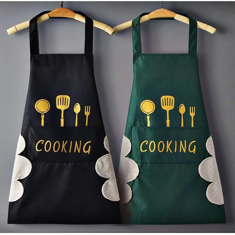 

2022 Cute Cartoon Print Apron Hand-wiping Oil-proof Waterproof Apron Kitchen Baking BBQ Protective Cover Household Necessities
