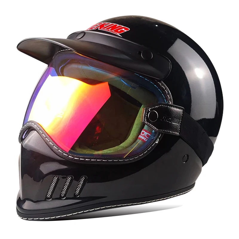 

Винтажный мотоциклетный шлем на все лицо, мотоциклетный шлем Cafe Racer, винтажный шлем, мотоциклетный шлем, одобрен