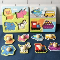 kids hand grab board 3d puzzle wooden toys for children cartoon animal wood jigsaw toddler baby early educational learning toy