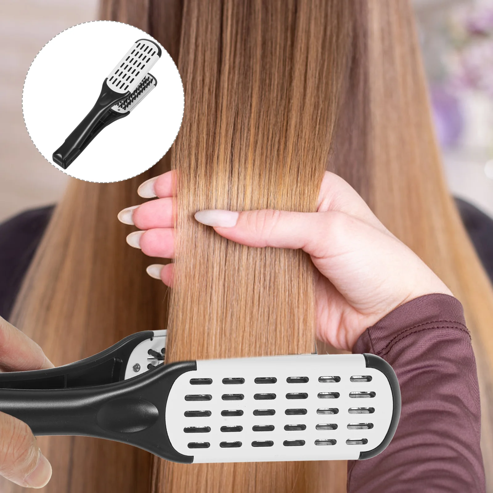 

Clamp Brush Straightening Hair Styling Tools Straightener Hairdressing Comb Black