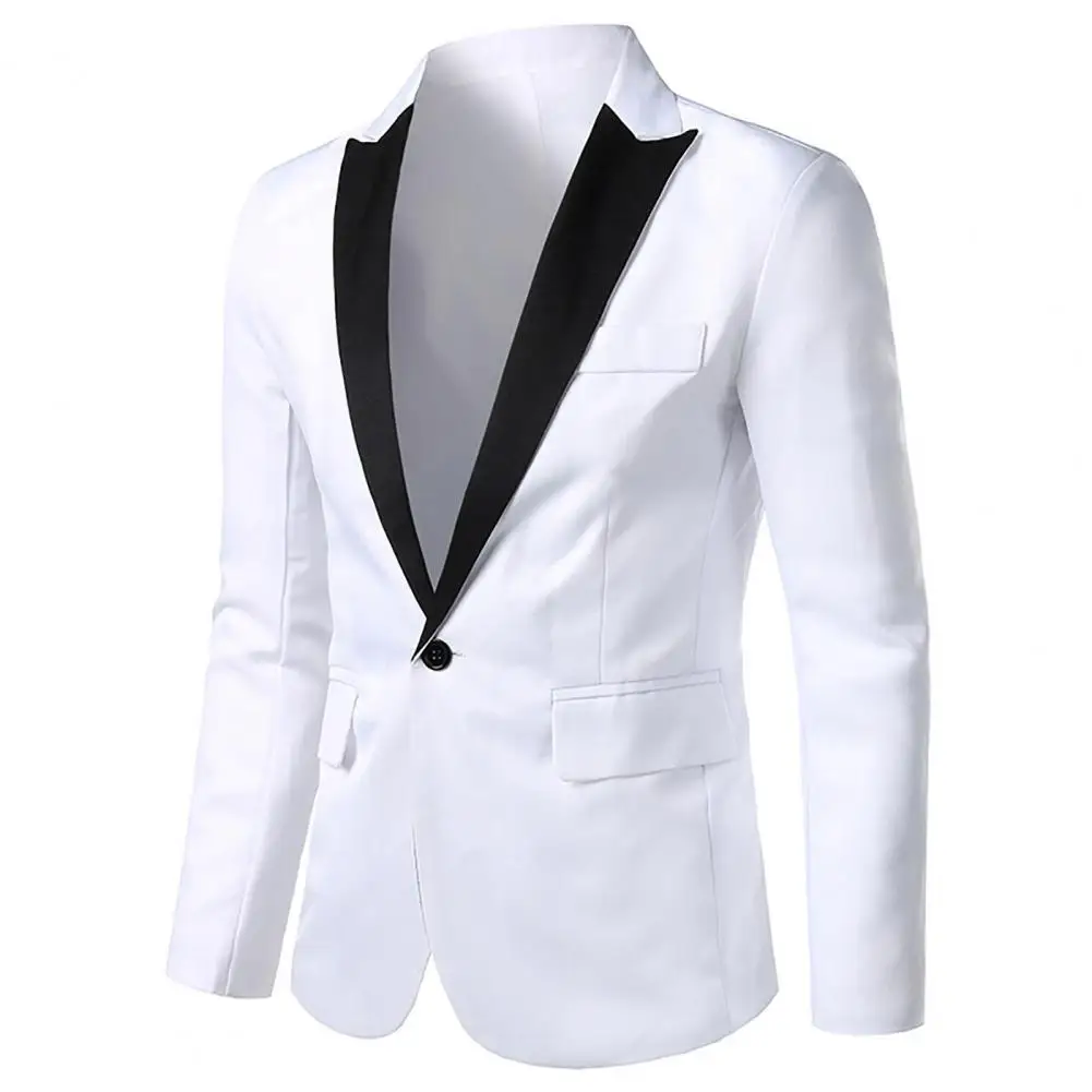 

Formal Men Blazer Spring Autumn Formal Blazer Long Sleeve Slim Back Slit Blazer All Match