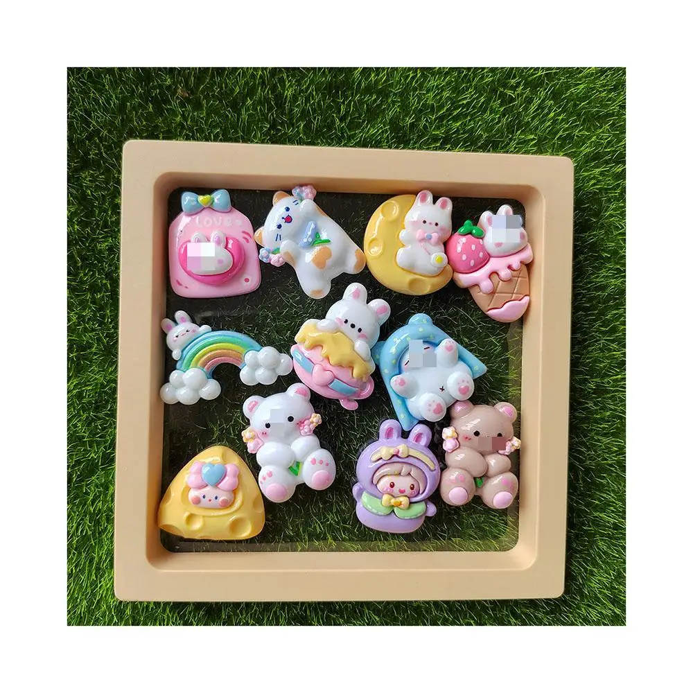 

Resin Colorful Kawaii Love Rabbit Cat Flatback Figurines Home Decor Accessorie DIY Hair Bow Scrapbook Crafts
