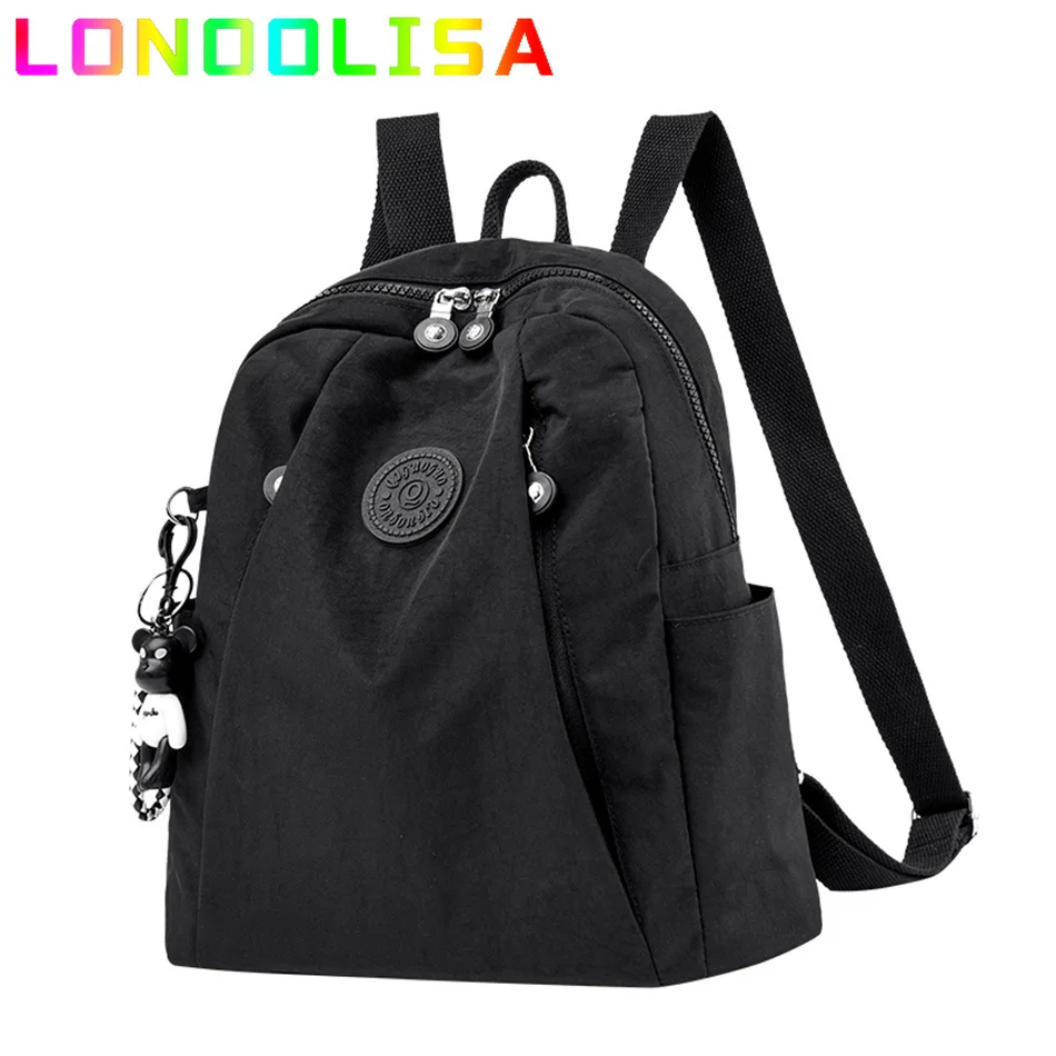 

Women's Backpack Large Capacity Casual Travel Bagpack Simple Solid Color Shoulder Bag High Quality Nylon Cloth Racksack Mochilas