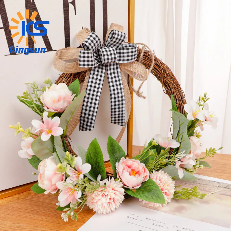 

Creative Hanging Wreath Rose Rattan Wreath Home Decoration Flower Crown for The Door Decorative Garlands of Artificial Flowers