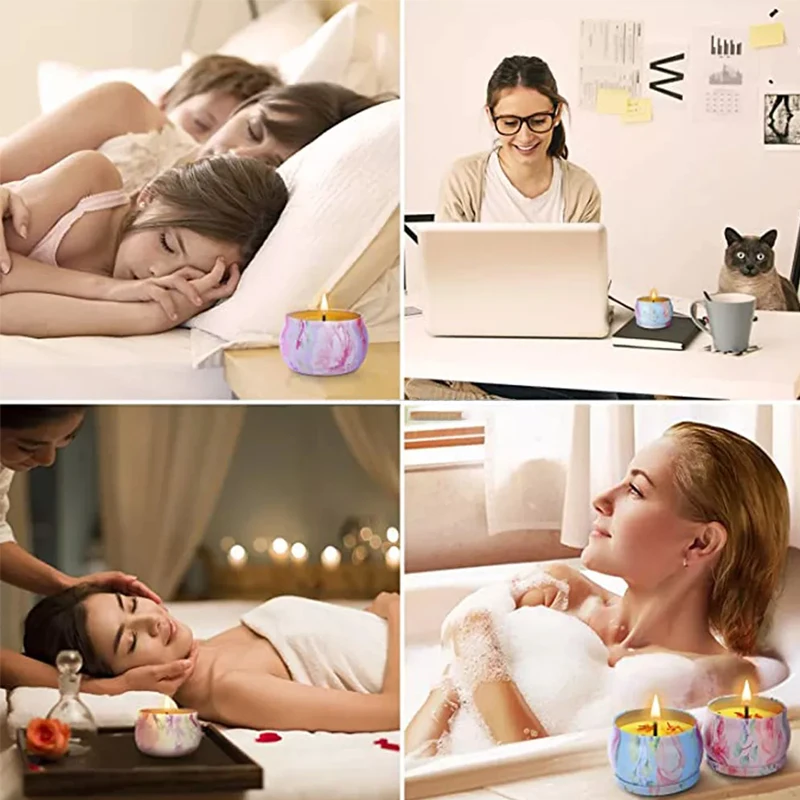 Винтажные ароматизированные свечи набор цветочный канделябр фрагранс соевый воск естественный с жестяной банкой свадебные дни рождения рождественские подарки дома на.