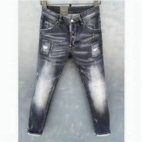 jeans pants design cool top jeans men slim jeans denim trousers blue hole pants jeans for men 053