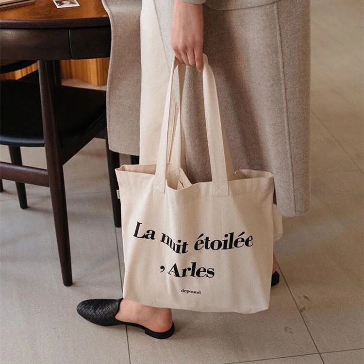 

2023 Casual Shoulder Bag Fashion Large Capacity Letter Printed Handbag Woman's Canvas Cotton Tote Simple Versatile Cloth Bags