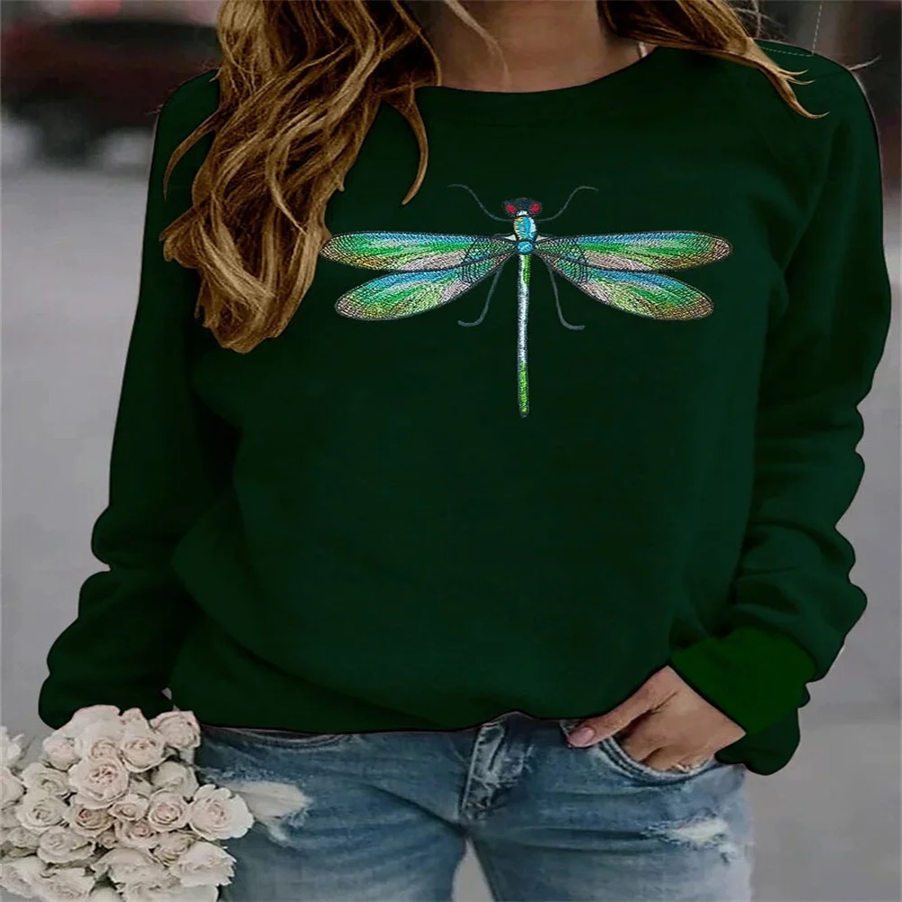 

2022 [New In] Women Casual T Shirt 3D Print Dragonfly Pattern O-Neck Street Casual Oversized Tops Plus Size
