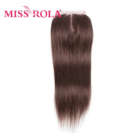 Miss Rola волосы бразильские прямые волосы на шнуровке 100% человеческие волосы 4x4 на шнуровке Remy светлые волосы 99J хайлайтер коричневый красный - изображение