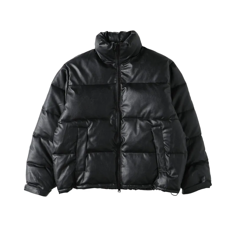 High-Quality Warm PU Leather Oversize New 2022 Autumn Winter Men Jackets Loose Puffer Parkas Short Coat Man Overcoat Black