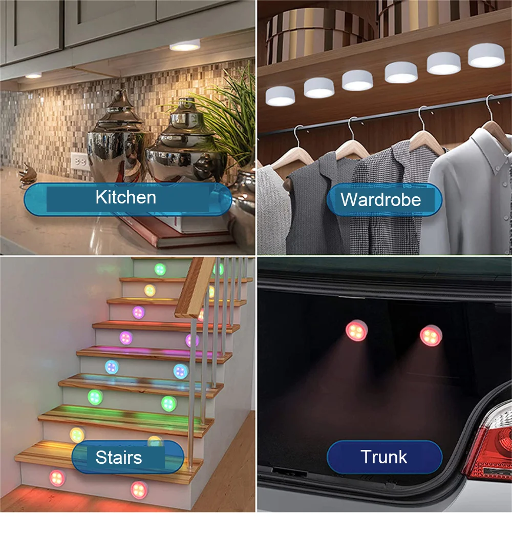 RGB-лампа для шкафа 13 цветов с питанием от батареи