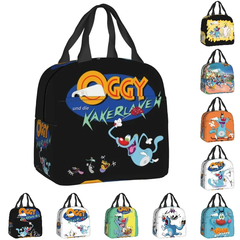 

Индивидуальная комедия сумка для ланча для ТВ-шоу Oggy и тараканов, женская теплая термоизолированная коробка для ланча для взрослых, офисный...
