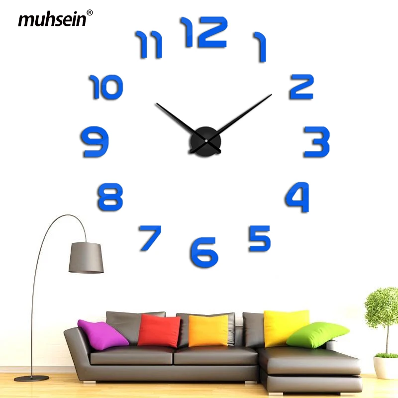 Мухсейн 2023 Декоративные настенные часы для дома 3D DIY из акриловых зеркальных наклеек с бесшумным кварцевым механизмом с бесплатной доставкой.