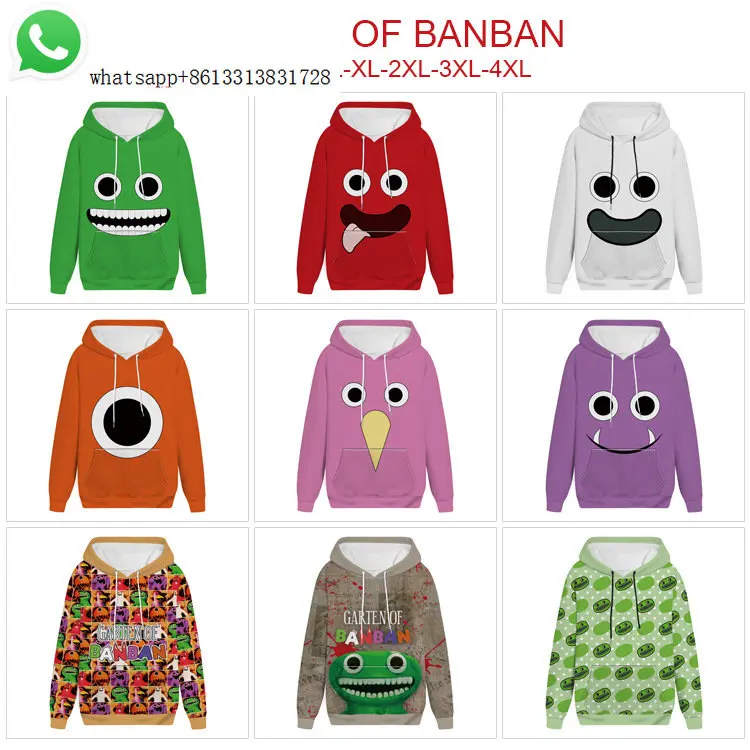 Banban Garden perimeter 3D print hoodie cartoon men's and women's trend casual color pullover coat